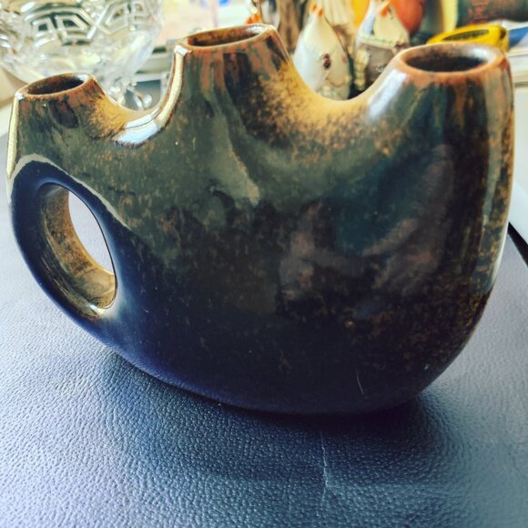 Carlos Villanueva hand painted pottery candleholder, with a figural sunburst - Picture 4 of 6